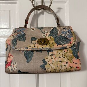 Cath Kidston Cream and Blue Crossbody Bag w/ Floral Pattern- London. Like  new!